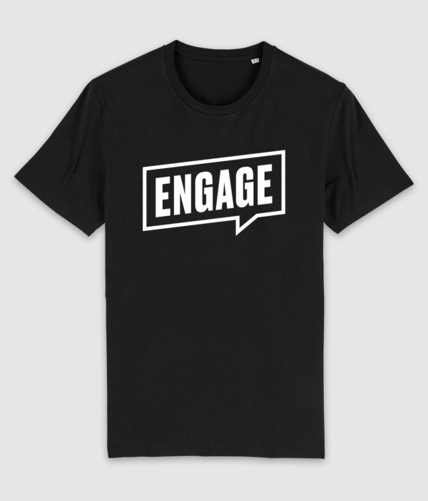 engage tshirt logo outline white black front