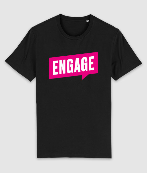 engage tshirt logo pink black front